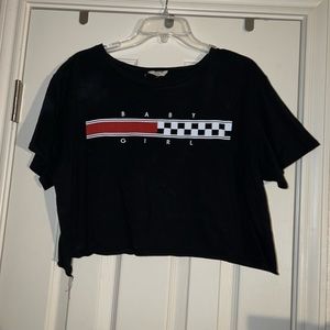 Baby girl black tee crop top